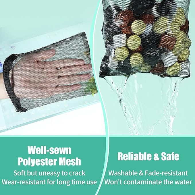 AQUANEAT 10pcs Aquarium Filter Media Bags, Fish Tank Coarse Mesh Bags with Plastic Zipper for Activated Carbon(5.5" x 8")