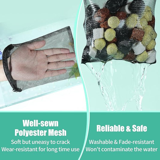 AQUANEAT 10pcs Aquarium Filter Media Bags, Fish Tank Coarse Mesh Bags with Plastic Zipper for Activated Carbon(5.5" x 8")