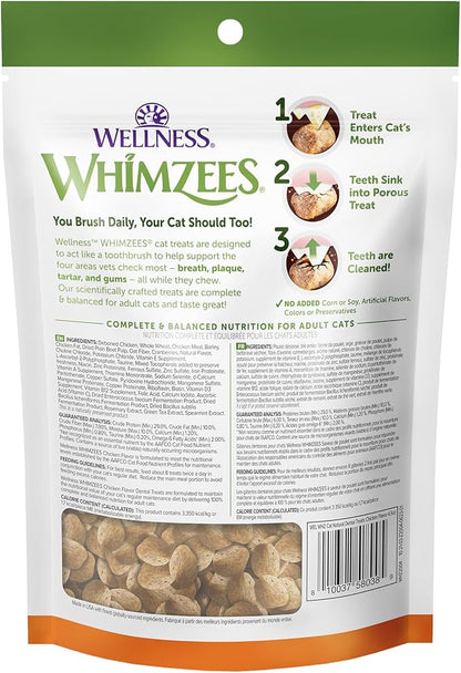 WHIMZEES Wellness Cat Dental Treats, Natural Chews, Chicken Flavor, (4.5 Ounce Bag)