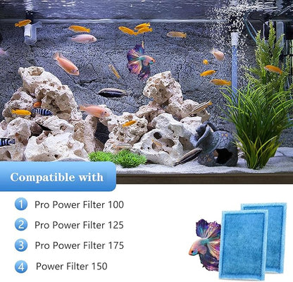 4 Pack Aquarium Filter Cartridge Rite-Size B Filter Cartridges Compatible with PRO Power Filters 100/125/175 Power Filter 150