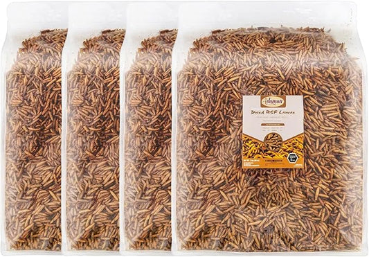 Adaman Dried Black Soldier Fly Larvae 20 LBS-100% Natural Non-GMO BSF Larvae-More Calcium Than Dried Mealworms High-Protein Chickens Treats, Food for Birds, Ducks, Repitle, Hedgehog, Bearded Dragon