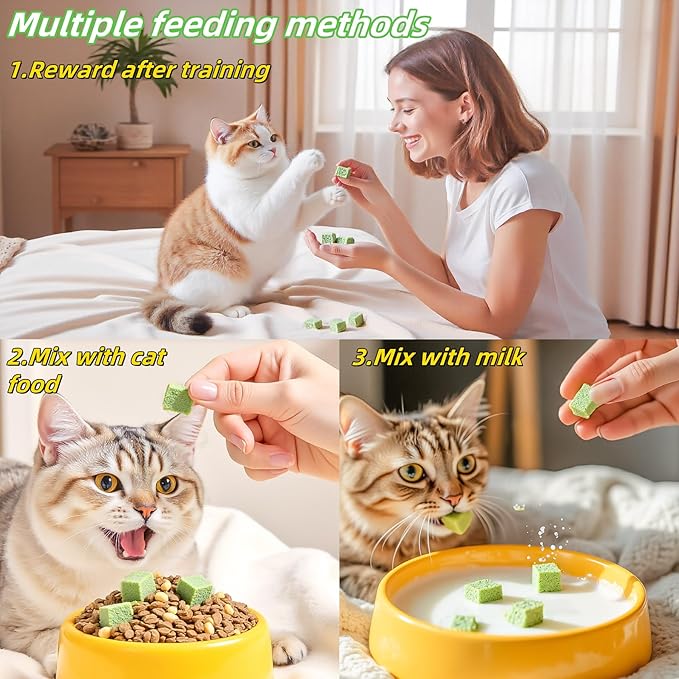 120g/4.23oz Cats Grass Treats Cat Toy for Teeth Cleaning Lickable Catnip Chew Snack for Indoor Fish Oil Flavored Kitty Freeze Dried Food Kitten Grass Teething Stick Hairball Removal Dog Treat