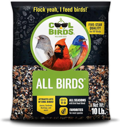 All Birds Wild Bird Seed – 10 lb. Classic Blend with Black Oil Sunflower, White Millet, Safflower, Peanuts & Sunflower Hearts – Balanced Bird Food for Outside Feeders