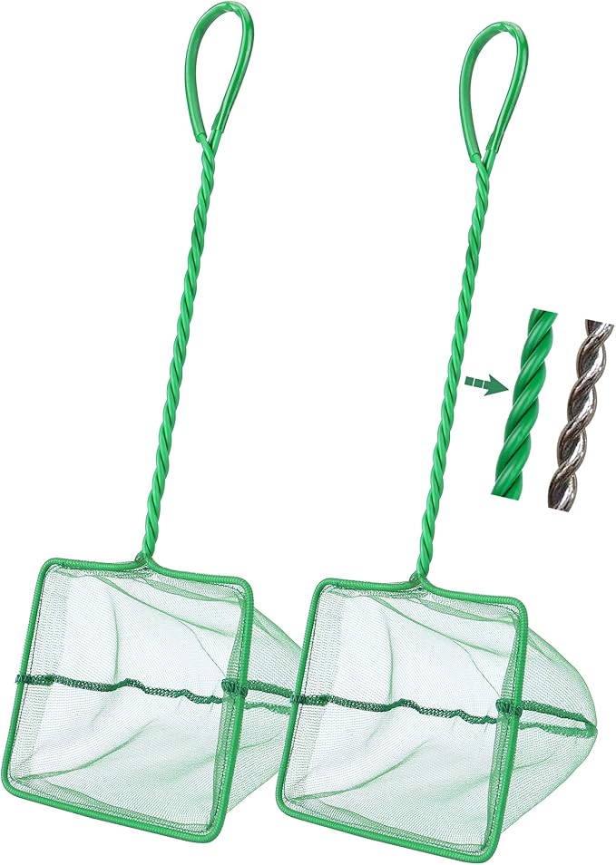 2 Pcs Aquarium Fish Net, 5 inches Fine Mesh Quick Catch Fish Net for Fish Tank Betta Fishing Net