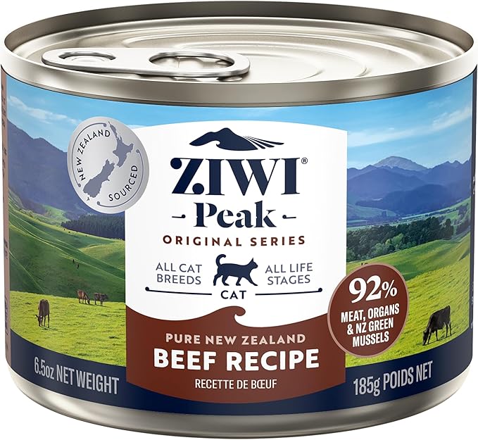 ZIWI Peak Canned Wet Cat Food – All Natural, High Protein, Grain Free, Limited Ingredient, with Superfoods (Beef), 6.5 Ounce (Pack of 12)