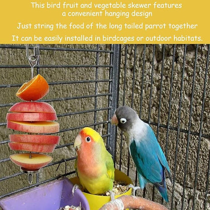 2pcs Bird Food Rack, Stainless Steel Rod for Parrot Feeder Easy to use, Cockatoo cage handling Tool, Hanging Foraging Bird Toys, Snack skewers