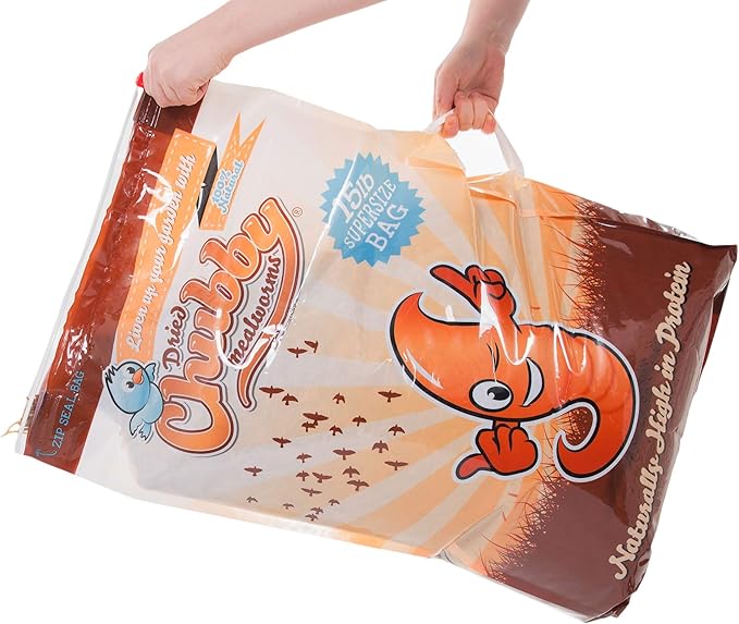 15Lbs Chubby Dried Mealworms Premium Mealworms Large Resealable Bag with Handle