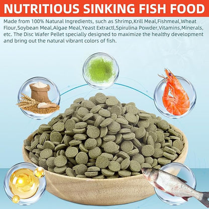 Aquarium Fish Sinking Food, Nutritionally Balanced Shrimp Fish Food, Daily Diet for All Bottom Feeders, Fresh Seafood Formula, 1.76 Ounces