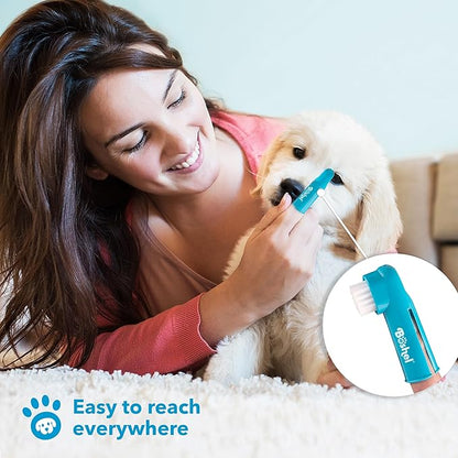 Boshel 8 Pc Dog Toothbrush Kit - 6 Dual Headed Dog Tooth Brush + 2 Pet Finger Toothbrush for Dogs - Soft Nylon Bristle Pet Tooth Brush for Dogs, Best Tooth Brushing Kit for Small & Large Breeds