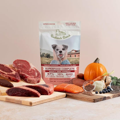 Superfood Complete, Air-Dried Adult Dog Food - High Protein, Zero Fillers, Superfood Nutrition by Katherine Heigl (11.5 oz, Beef & Bison Formula)