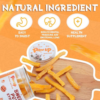 Sweet Potatoes Strips Dog Treats - Single Ingredient Soft Chews w/Taurine, Chewy Sticks for Small & Medium Dogs, Easy to Digest, 12.5oz