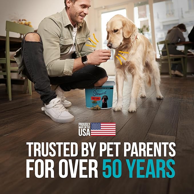 Stewart Freeze Dried Raw Dog Treats Bundle: Surf & Turf Variety, Beef Liver 4 oz + Salmon 2.75 oz, Single Ingredient Training Treat or Meal Topper, Grain Free, Gluten Free