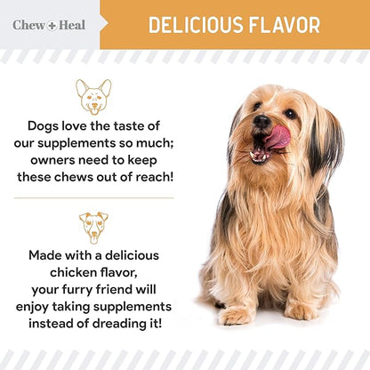 Salmon Oil for Dogs - 180 Soft Chew Omega Treats for Skin and Coat - Fish Oil Blend of Essential Fatty Acids, Omega 3 and 6, Vitamins, Antioxidants and Minerals - Made in USA