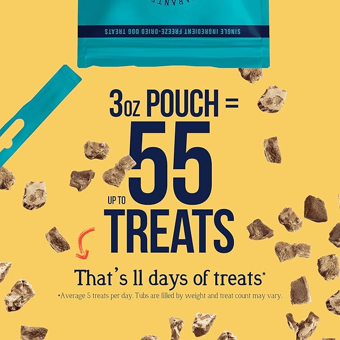 Stewart Single Ingredient Freeze Dried Raw Dog Treats, Chicken Liver, 3 Ounce, Approx. 55 Pieces per Resealable Pouch, Training Treats or Meal Topper, High Protein, Grain Free, Gluten Free