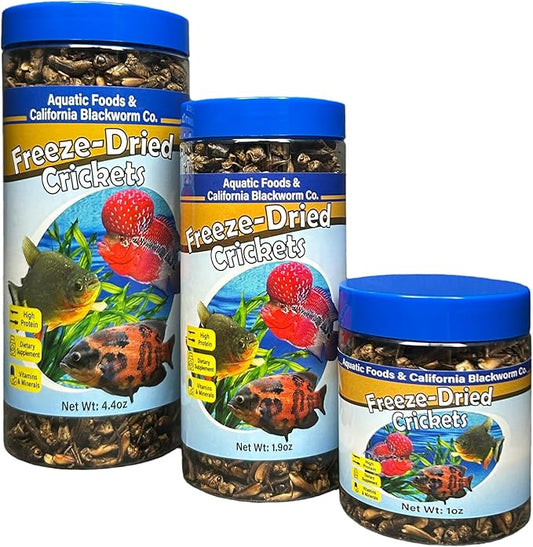 Aquatic Foods Inc. Crickets, Freeze Dried Crickets for Large Tropical Fish, Monster Fish, Reptiles, Turtles, Tortoises, Frogs, Hamsters, Birds, Rodents 1.0oz Canister
