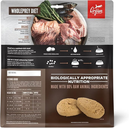 ORIJEN Grain Free High Protein Freeze Dried Dog Food & Topper Regional Red Recipe 6oz Bag