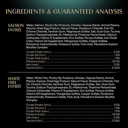 Sheba Gravy Indulgence Adult Wet Cat Food Salmon Entree and Whitefish Entree in Extra Gravy Variety Pack, 2.6 oz. Twin-Pack Trays, (12 Count, 24 Servings) (Pack of 2)