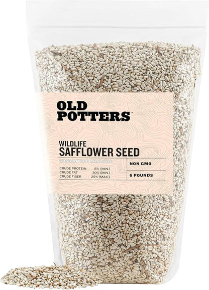 Wildlife Safflower Seed for Wildlife Bird Feeding, Non-GMO and USA Small Farm Grown, 6 lbs