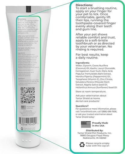 Tartar Shield Pro Care – Natural Enzymatic Pet Toothpaste – Protects Against Plaque & Tartar – Freshens Breath & Gently Removes Stains – for Dogs & Cats – Coconut Flavor, 3 Oz.