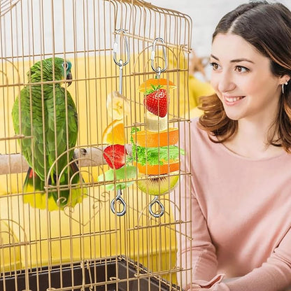 2pcs Bird Food Rack, Stainless Steel Rod for Parrot Feeder Easy to use, Cockatoo cage handling Tool, Hanging Foraging Bird Toys, Snack skewers