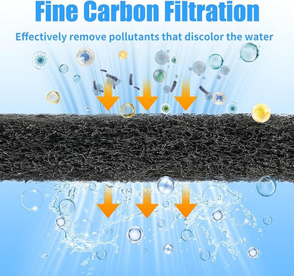 AQUANEAT Aquarium Activated Carbon Filter Media Pad for Fish Tank Pond Canister Filter (10.5" x 36")
