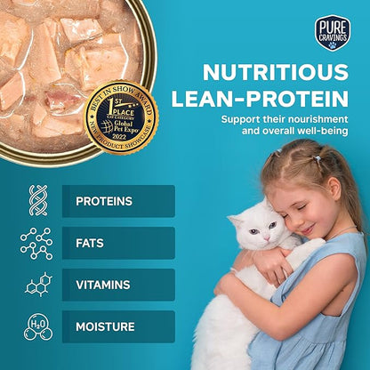 Tuna Flakes in Tuna Consommé, Canned Wet Cat Food Soup, 100% Mercury-Tested, Moist Can Fish, Grain-Free Protein, Non-GMO, 3oz, Pack of 12