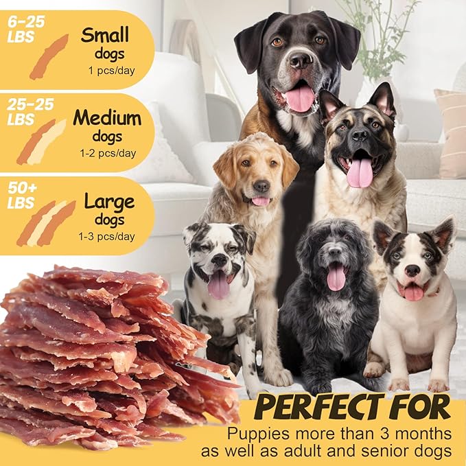 ASMPET Duck Jerky Tender Dog Treats, Made with 100% Real Duck Breast, High Protein & Low Fat, No Artificial Colors