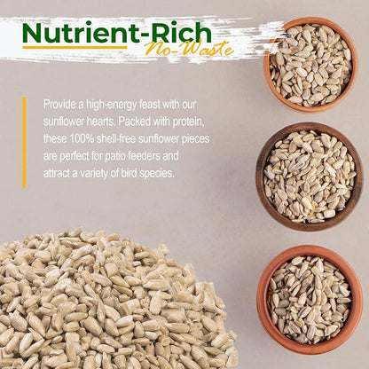 Wildlife Sunflower Hearts & Chips for Bird Feeding and Wildlife Bird attracting, Non-GMO and USA Grown, 12 lbs