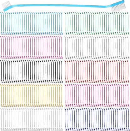 Eaasty 300 Pcs Dog Toothbrush Bulk Dual Headed Dental Brushes Puppy Tooth Brushing Kit Long Handle Toothbrush for Large Small Dogs Cats Puppy Teeth Cleaning Oral Dental Care Supplies 10 Colors