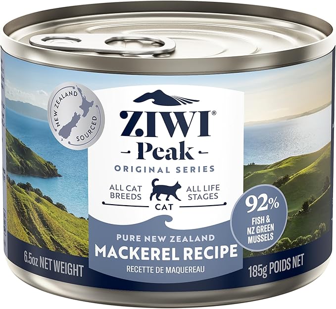 ZIWI Peak Canned Wet Cat Food – All Natural, High Protein, Grain Free, Limited Ingredient, with Superfoods (Mackerel, Case of 12, 6.5oz Cans)