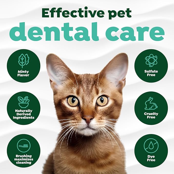 TropiClean Fresh Breath Toothbrush and Toothpaste Kit for Cats, Teeth Cleaning Kit for Plaque & Tartar Removal, Breath Freshener, Cat Dental Care