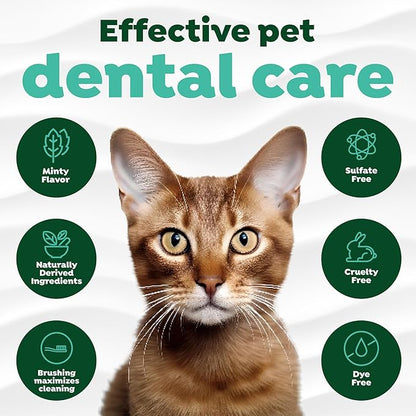 TropiClean Fresh Breath Toothbrush and Toothpaste Kit for Cats, Teeth Cleaning Kit for Plaque & Tartar Removal, Breath Freshener, Cat Dental Care
