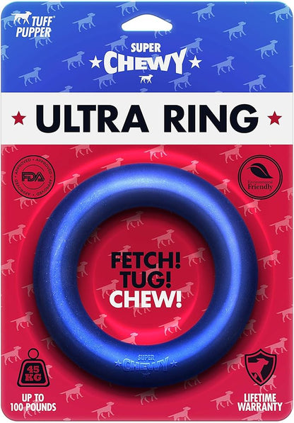 Tuff Pupper SuperChewy Tough Dog Ring Toy | Lifetime Replacement | Strong Natural Rubber | Chew Toys for Aggressive Chewers | Durable Tug Play | Strong Dog Ring Toy | Large Breed Tested