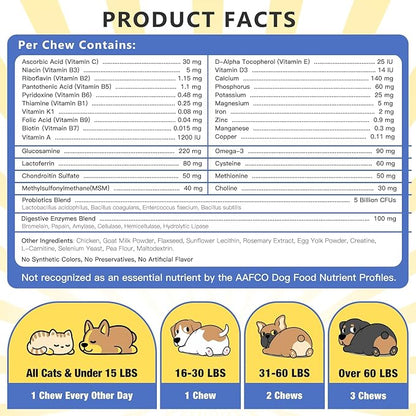 NATURE TARGET Dog Multivitamins for Overall Health with Minerals, Immune Support, Digestive Health, Joint, Hip, Skin & Coat Care with Probiotics, Glucosamine, Enzymes, 120 Freeze Dried Chews