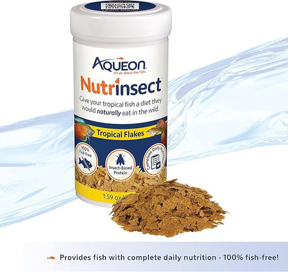 Aqueon Nutrinsect Fish-Free Fish Food, Tropical Flakes, 1.59 oz (Pack of 2)