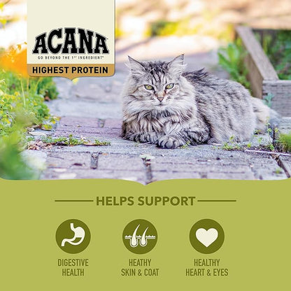 ACANA Highest Protein Grasslands Grain-Free Dry Cat Food, Duck, Free-Run Chicken and Eggs Cat Food Recipe, 4lb