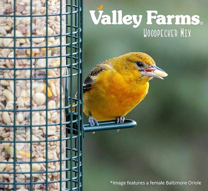 Valley Farms Woodpecker Mix (15 LB) Wild Bird Food for Outdoor Feeders, No Mess Bird Seed, W/Peanuts and Sunflower Hearts for Birds, Woodpecker Food, Attract All Bird Species