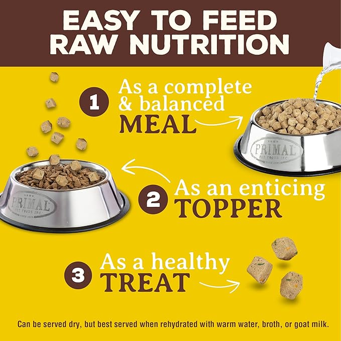 Primal Freeze Dried Puppy Dog Food, Pronto Mini Nuggets; Scoop & Serve, Complete & Balanced Meal; Also Use As Topper or Treat; Premium, Healthy, Grain Free, High Protein Raw Dog Food (7 oz)