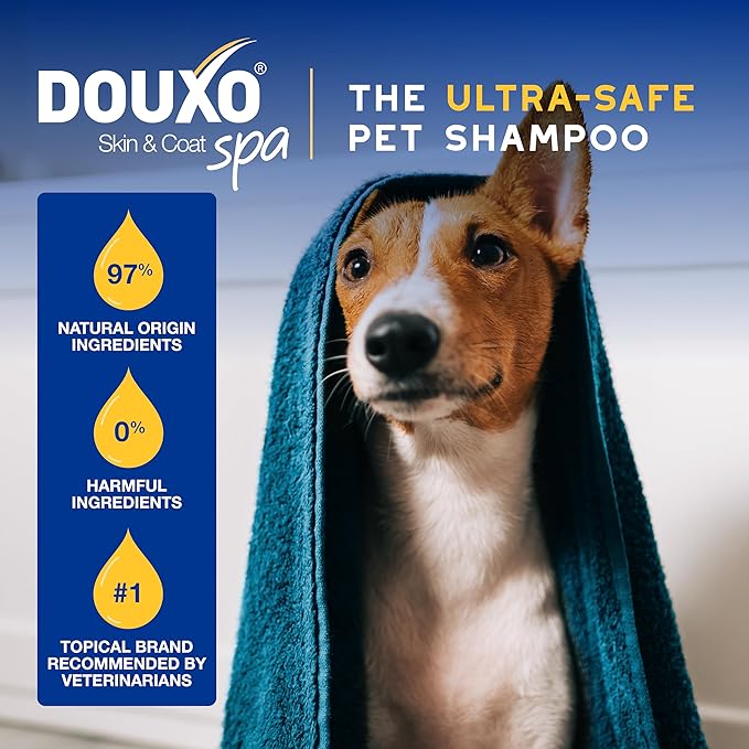 DOUXO® Skin & Coat SPA – Ultra-Safe Combo for Dogs, Oatmeal Shampoo (16 fl oz, Cleanses & Hydrates) + Oatmeal Conditioner (16 fl oz, Hydrates & Detangles)
