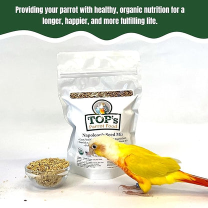 TOP's Napoleon's Seed Mix for All Small Hookbills, Non-GMO, Soy Free, Corn Free, USDA Organic Certified, 1 lb