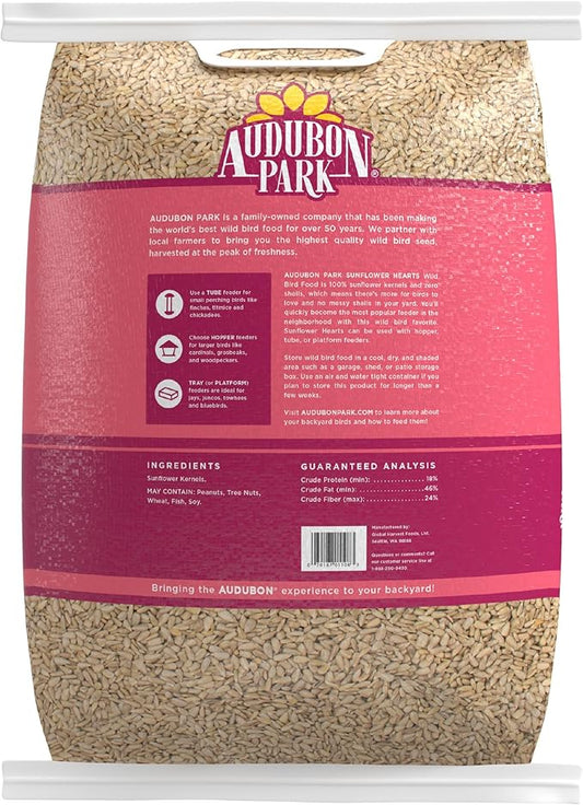 Audubon Park Sunflower Hearts Wild Bird Seed for Outside Feeders, 15-lb. Bag