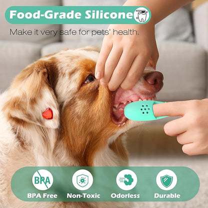 3pcs Dog Finger Toothbrush, Cat Chin Brush with Food-Grade Silicone, Dog Tooth Brushing Kit, Silicone Cleaning Brush for Pet Dental Care