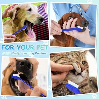 Honeydak Dog Toothbrush Bulk Dual Headed Dental Brushes Dogs Tooth Brushing Kit Long Handle Pet Tooth Brush for Puppy Large Small Cats and Most Pets Teeth Cleaning Dental Supplies(80 Pcs,Dark Blue)