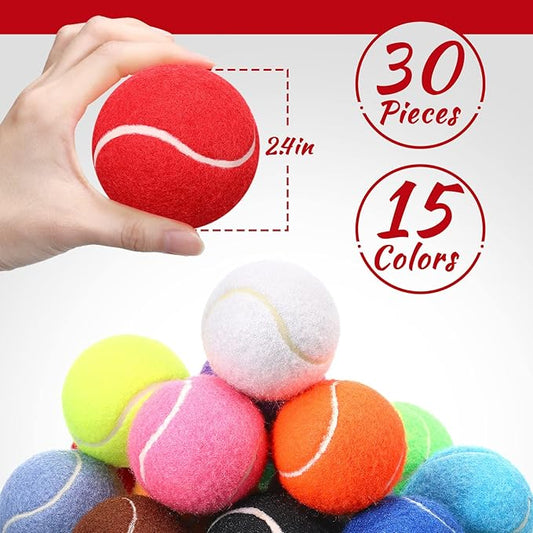 Yunsailing 30 Pieces Dog Tennis Balls Bulk 2.5 Inch Tennis Balls for Dogs Colored Mini Pet Toy Bulk for Large Medium Small Puppy Training Exercis(Multicolor)
