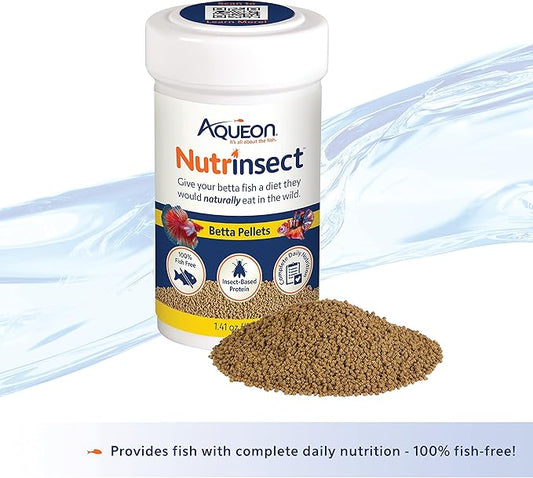 Aqueon Nutrinsect Fish-Free Fish Food, Betta Pellets, 1.41 oz