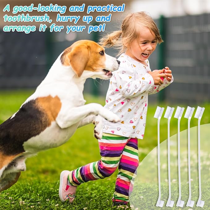 Honeydak Dog Toothbrush Bulk Dual Headed Dental Brushes Dogs Tooth Brushing Kit Long Handle Pet Tooth Brush for Puppy Large Small Cats and Most Pets Teeth Cleaning Dental Supplies(70 Pcs,White)