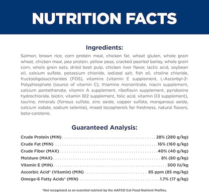 Hill's Science Diet Adult 1-6, Adult 1-6 Premium Nutrition, Dry Cat Food, Salmon & Brown Rice, 3.5 lb Bag