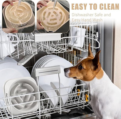 2 Pack Slow Feeder Dog Bowls for Healthy Eating, Non-Slip and Anti-Choking Design, Reduces Bloating & Overeating for Large Dogs, Easy to Clean