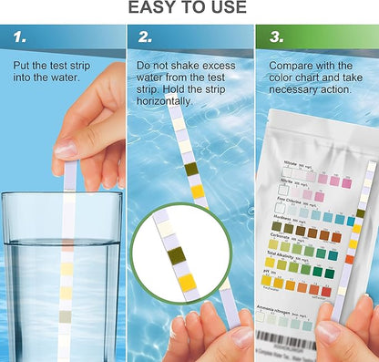 AAwipes Aquarium Ammonia Test Strips 8-in-1 |25 Strips | Quick & Accurate Water Testing Test pH, Carbonate, Alkalinity, Hardness, Chlorine, Nitrite, etc. (K02-25)