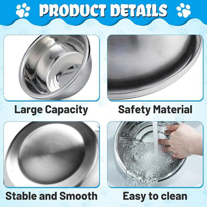 2 Pcs 0.5 Gallon Dog Bowls for Small Dogs - Food Grade Stainless Steel Metal Water Bowl, Easy to Clean Food Bowls for Indoor Outdoor